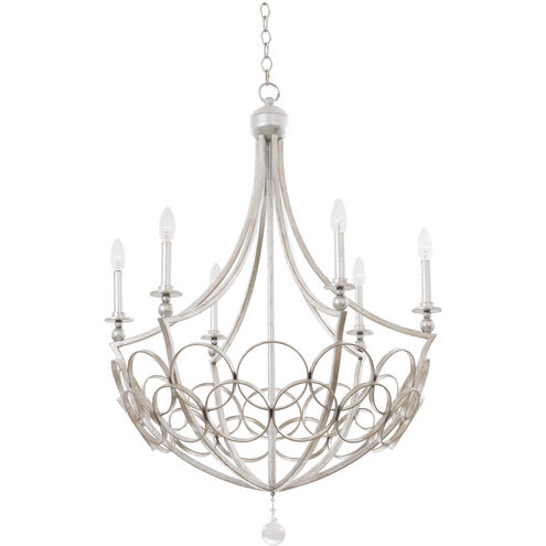 Loveland 6 Light 29 inch Gold Silver Leaf Chandelier Ceiling Light