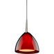 Rainbow LED 4.5 inch Chrome Pendant Ceiling Light in Red Glass