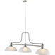 Melange 3 Light 52 inch Brushed Nickel Billiard Ceiling Light in White Linen Glass