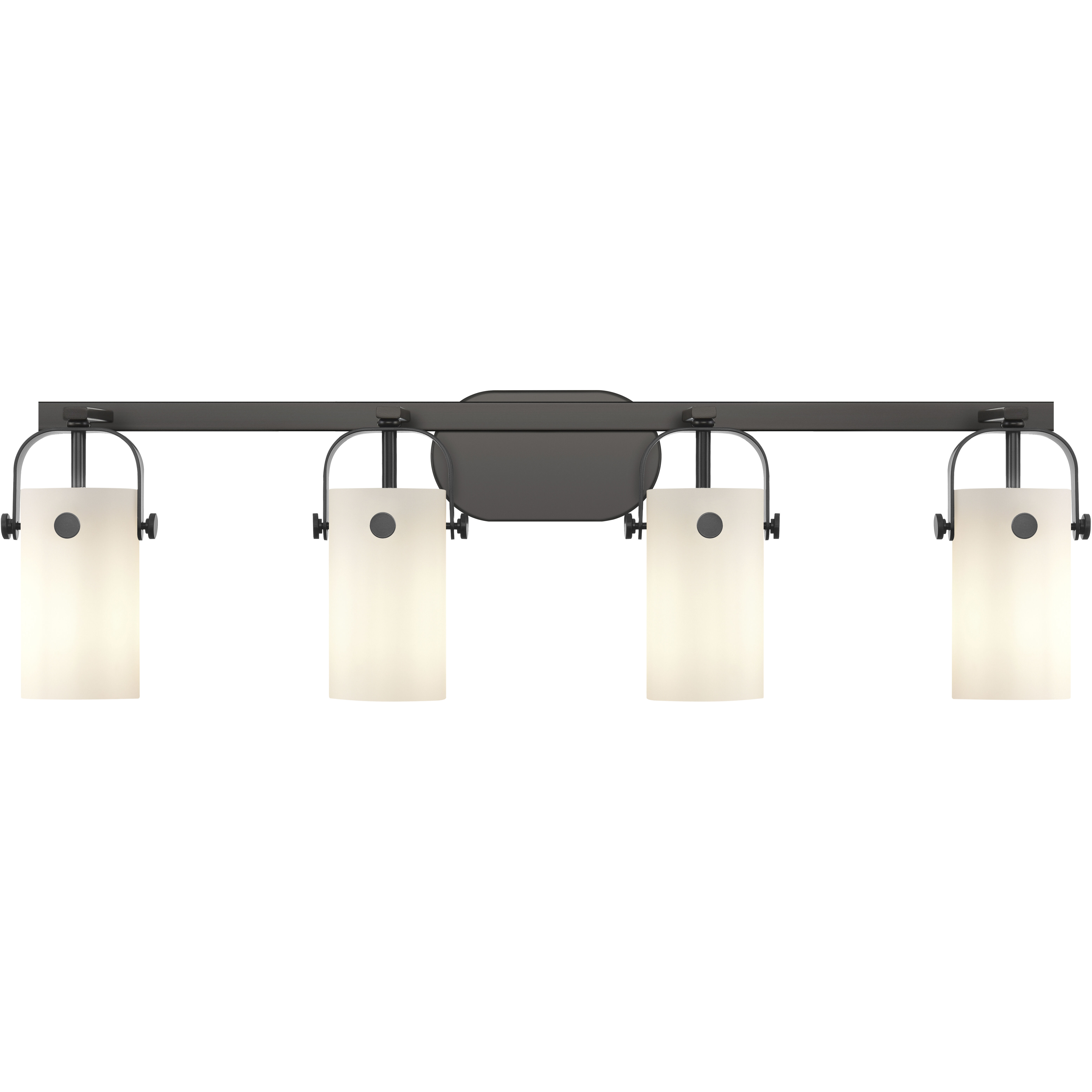 Pilaster II Cylinder 4 Light 34.88 inch Matte Black Bath Vanity Light Wall Light in Matte White Glass