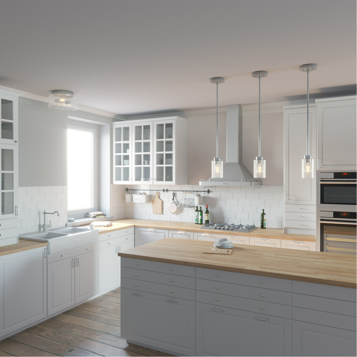 Hartland 2 Light 12 inch Brushed Nickel Flush Mount Ceiling Light