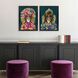 Miami Alpaca / Miami Giraffe / Miami Lion Blue and Pink and Yellow and Orange Framed Art, Propac