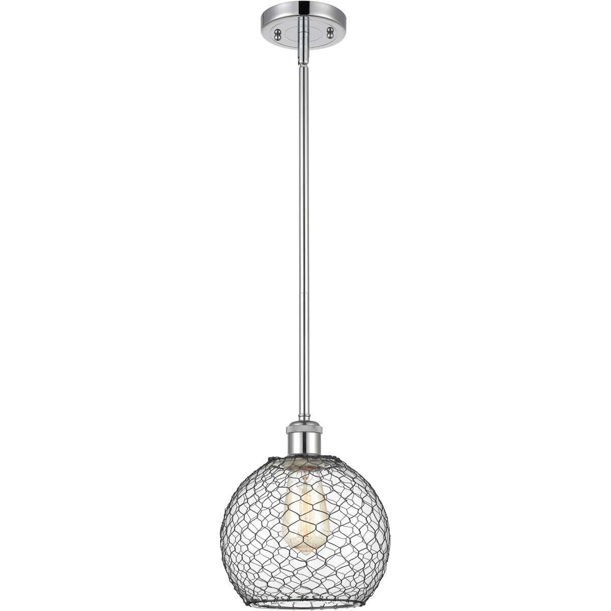 Ballston Farmhouse Chicken Wire 1 Light 8 inch Polished Chrome Pendant Ceiling Light, Ballston