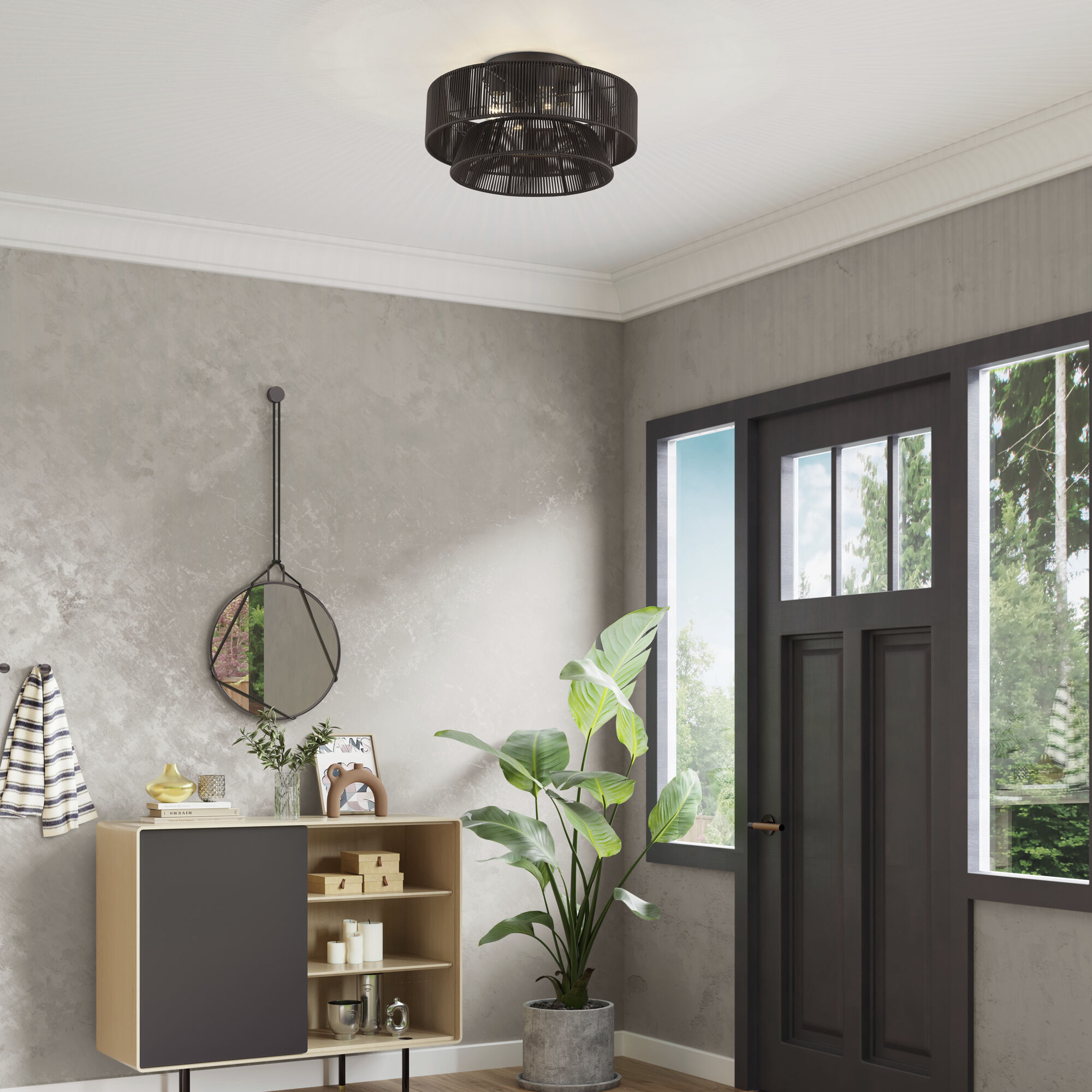 Florell 4 Light 21 inch English Bronze Semi Flush Mount Ceiling Light, Extra Large