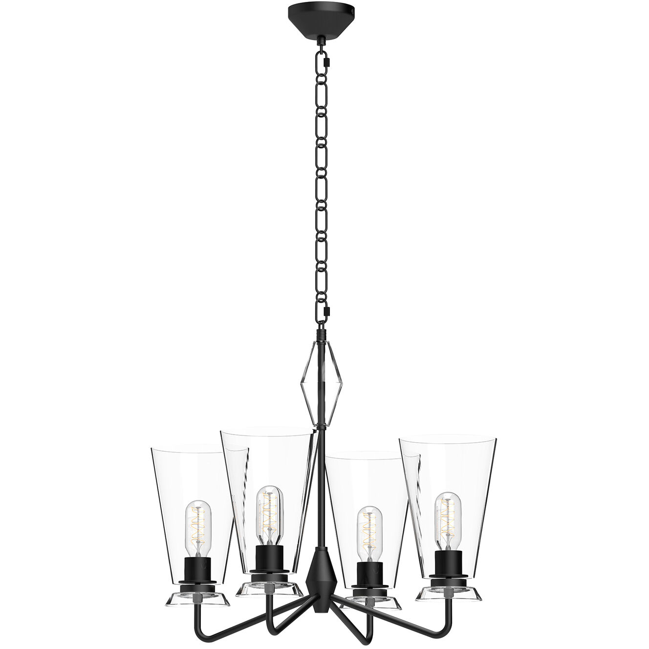 Alora Mood Salem 4 Light 22.5 inch Clear Glass/Matte Black Chandelier Ceiling Light