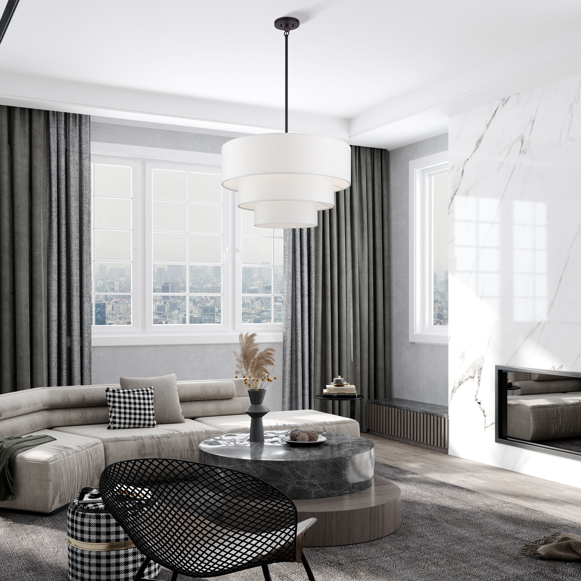 Manorwood 5 Light 28 inch Bronze Pendant Chandelier Ceiling Light