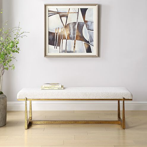 Midas Textured Antique Gold and Driftwood Toned Polyester Bench
