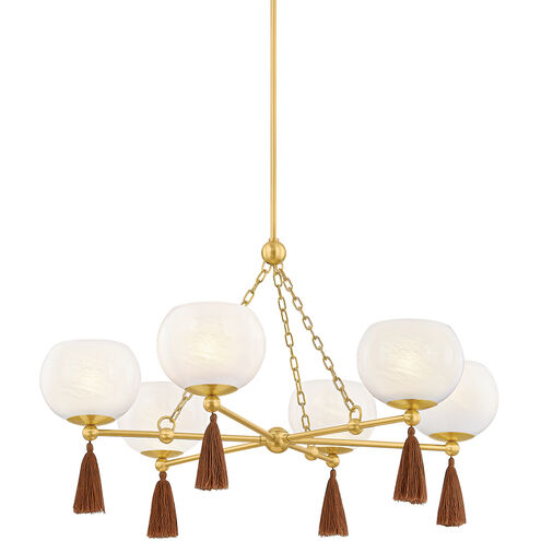 Niya 6 Light 35.5 inch Aged Brass Chandelier Ceiling Light