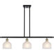Ballston Dayton 3 Light 36 inch Black Antique Brass Island Light Ceiling Light in White Glass, Ballston