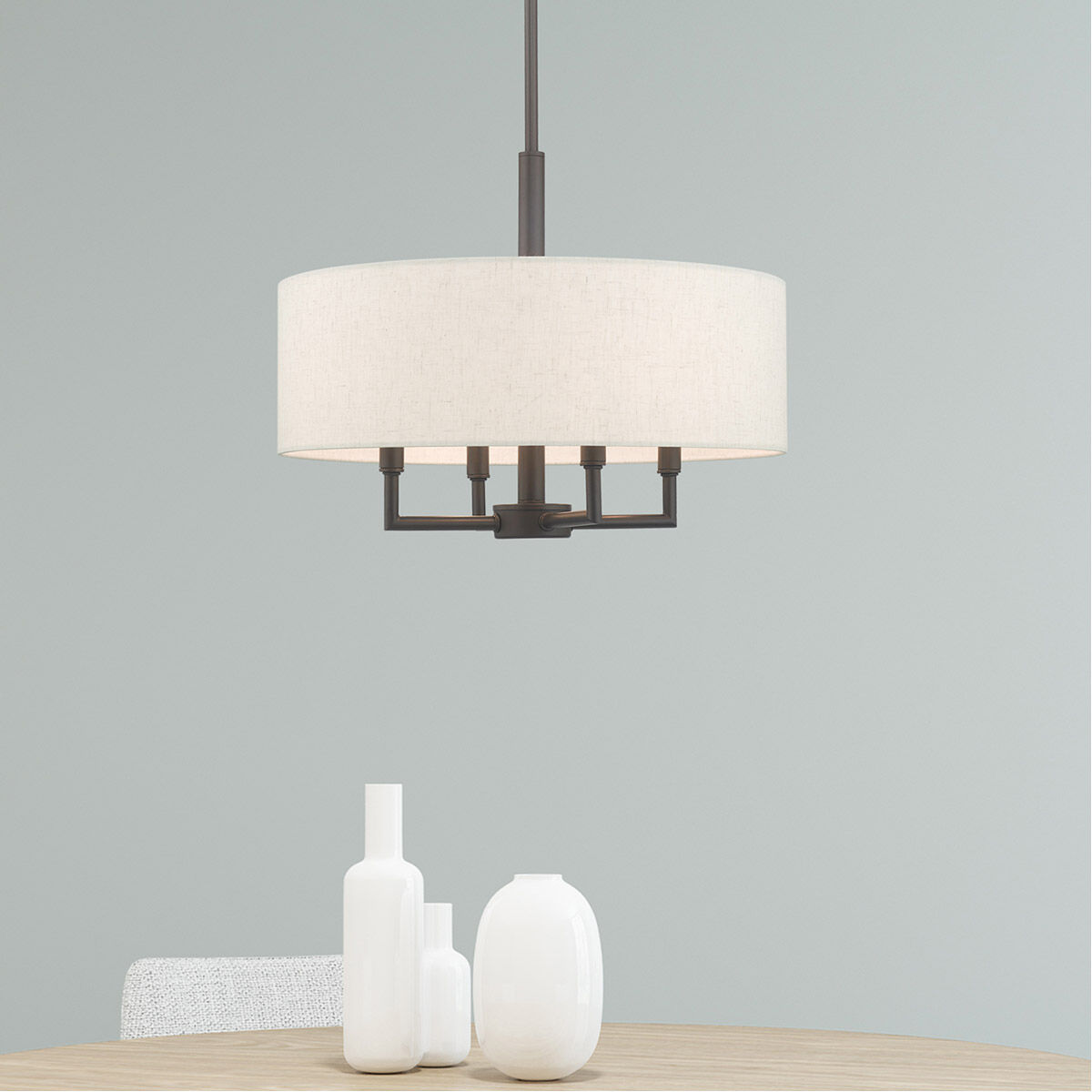 Meridian 4 Light 18 inch English Bronze Pendant Chandelier Ceiling Light