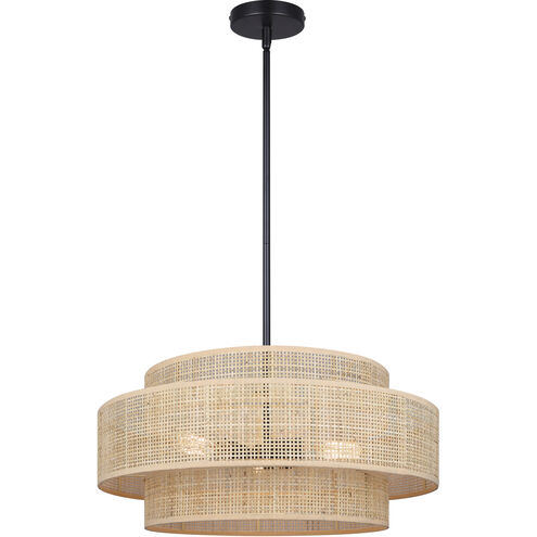 Bellamy 3 Light 22 inch Black Chandelier Ceiling Light in Natural Rattan