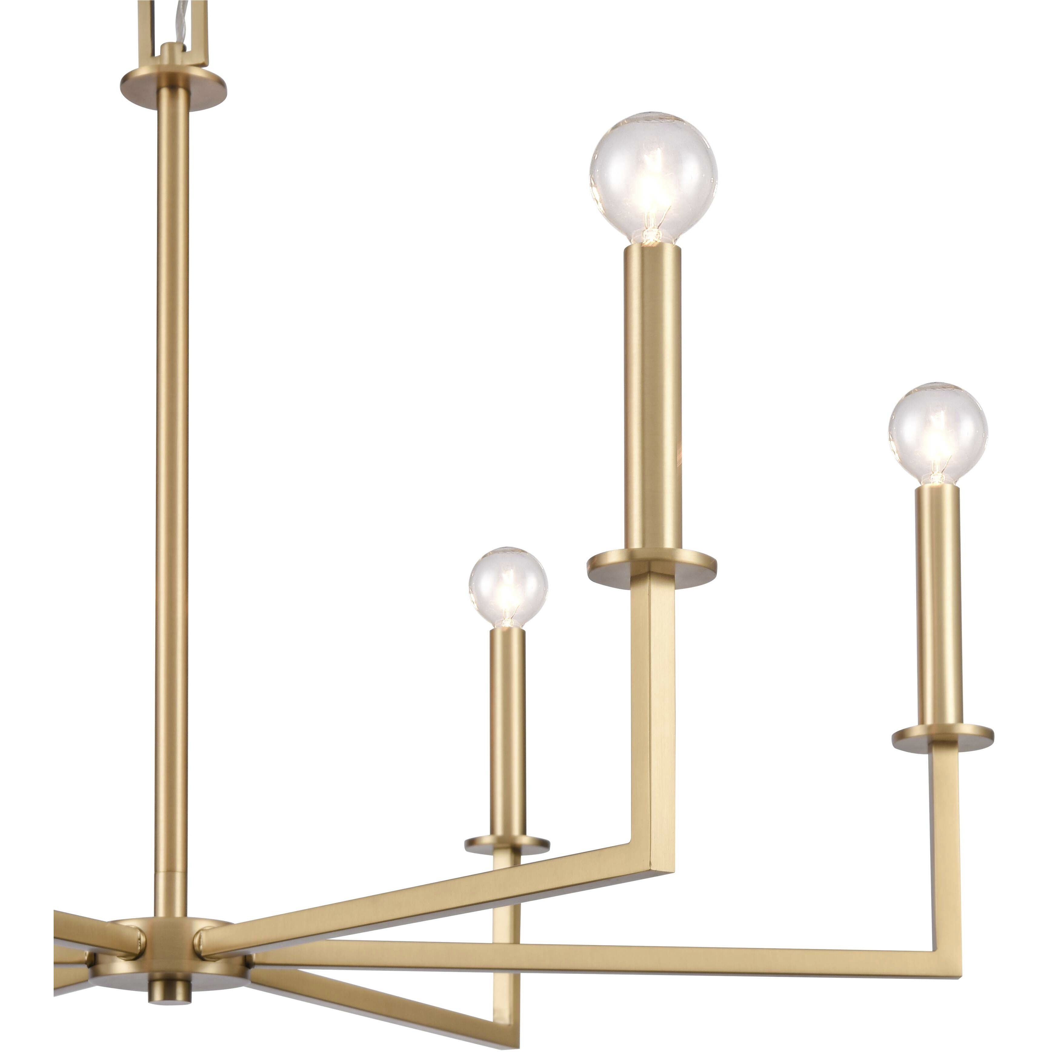 Dunne 6 Light 30 inch Lacquered Brass Chandelier Ceiling Light