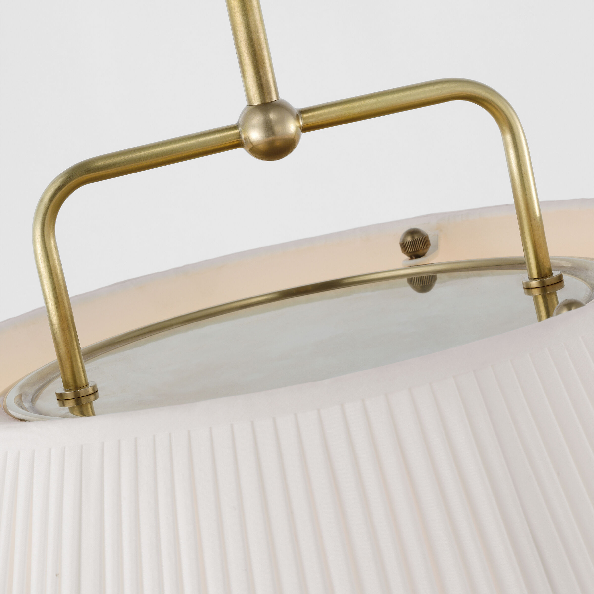 Amber Lewis Serrato LED 14 inch Hand-Rubbed Antique Brass Hanging Shade Ceiling Light