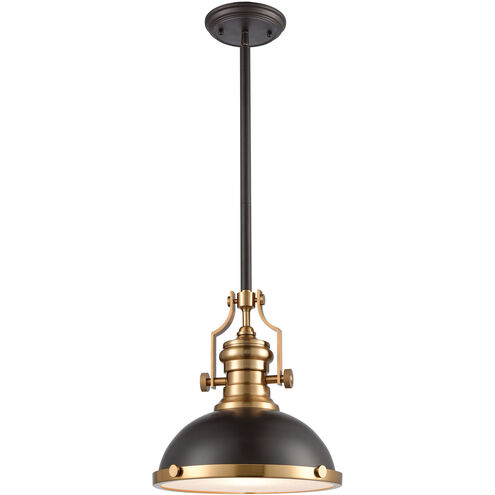 Sabrina 1 Light 13 inch Matte Black with Satin Brass Pendant Ceiling Light
