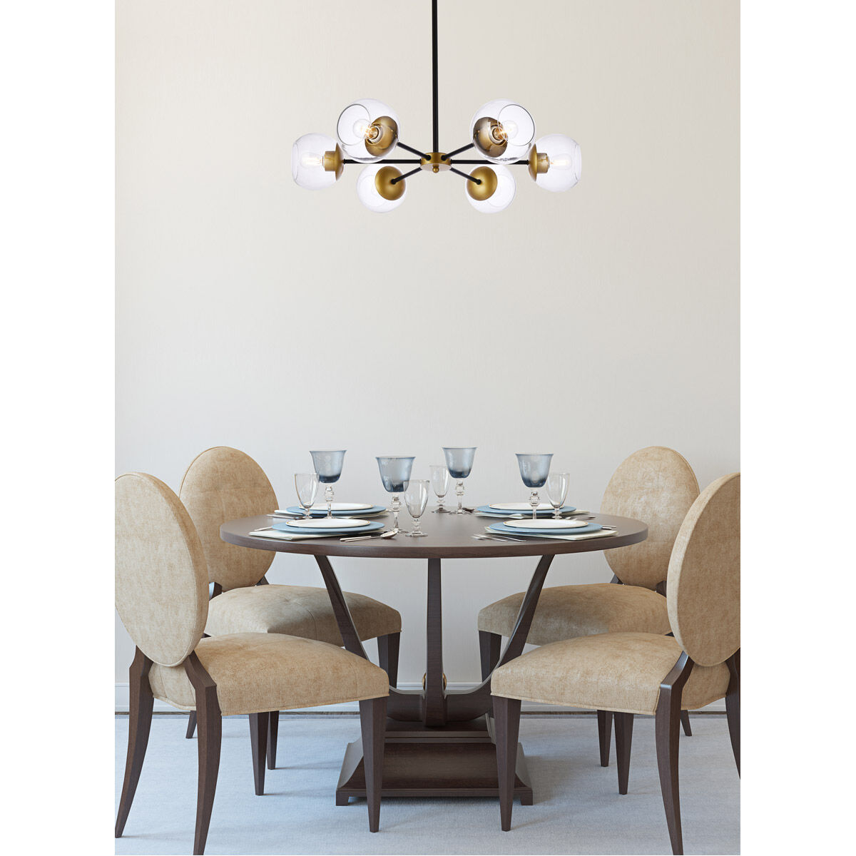 Briggs 6 Light 30 inch Black and Brass Pendant Ceiling Light