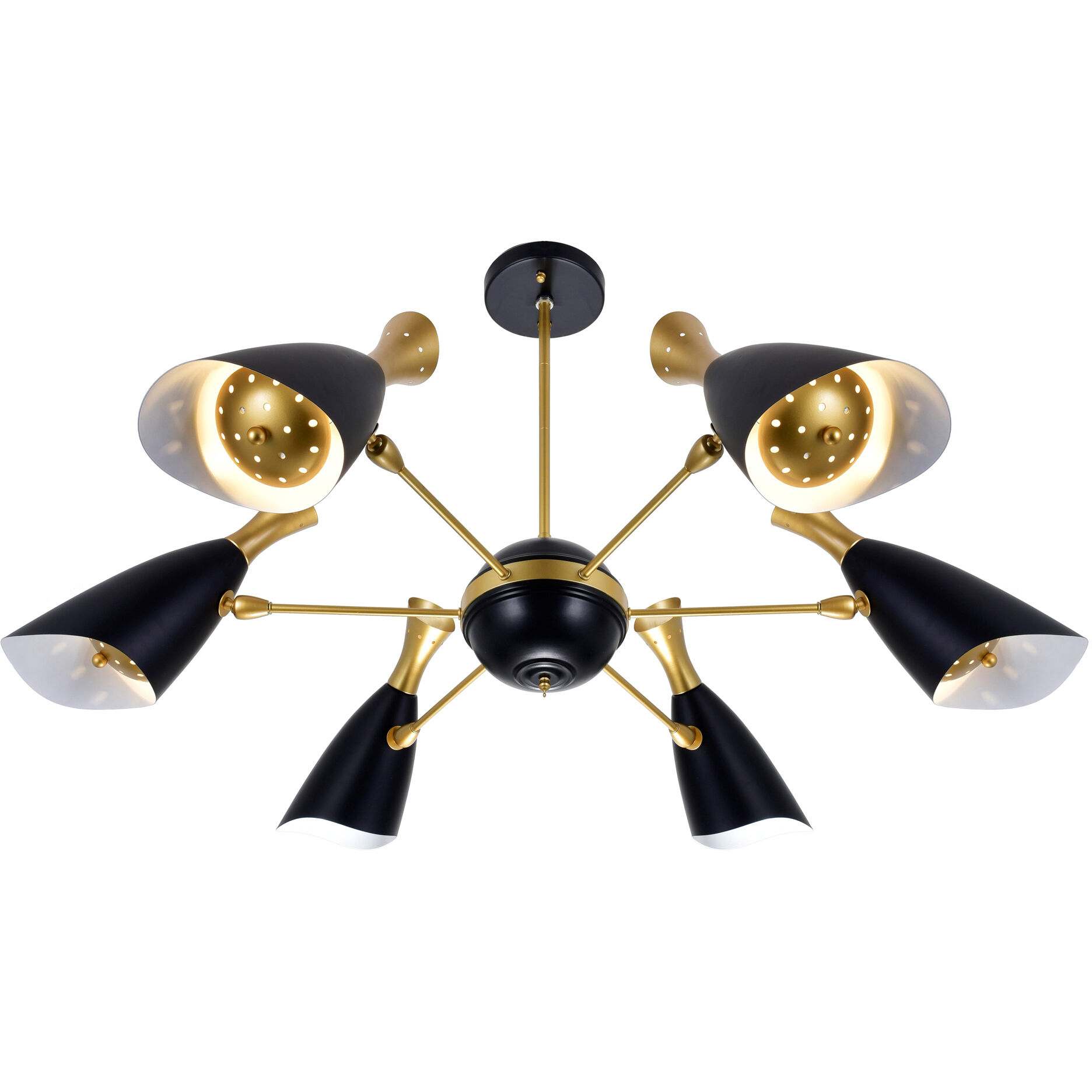Rolin 12 Light 43 inch Matte Black and Satin Gold Down Chandelier Ceiling Light