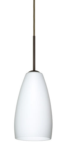 Chrissy 1 Light Bronze Pendant Ceiling Light in Opal Matte Glass