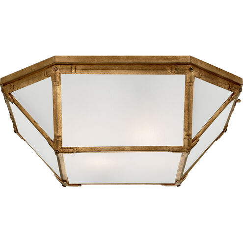 Suzanne Kasler Morris 4 Light 20 inch Gilded Iron Flush Mount Ceiling Light in Frosted Glass, Large