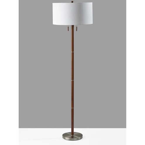 Madeline 66 inch 150.00 watt Walnut Rubberwood and Brushed Steel Floor Lamp Portable Light