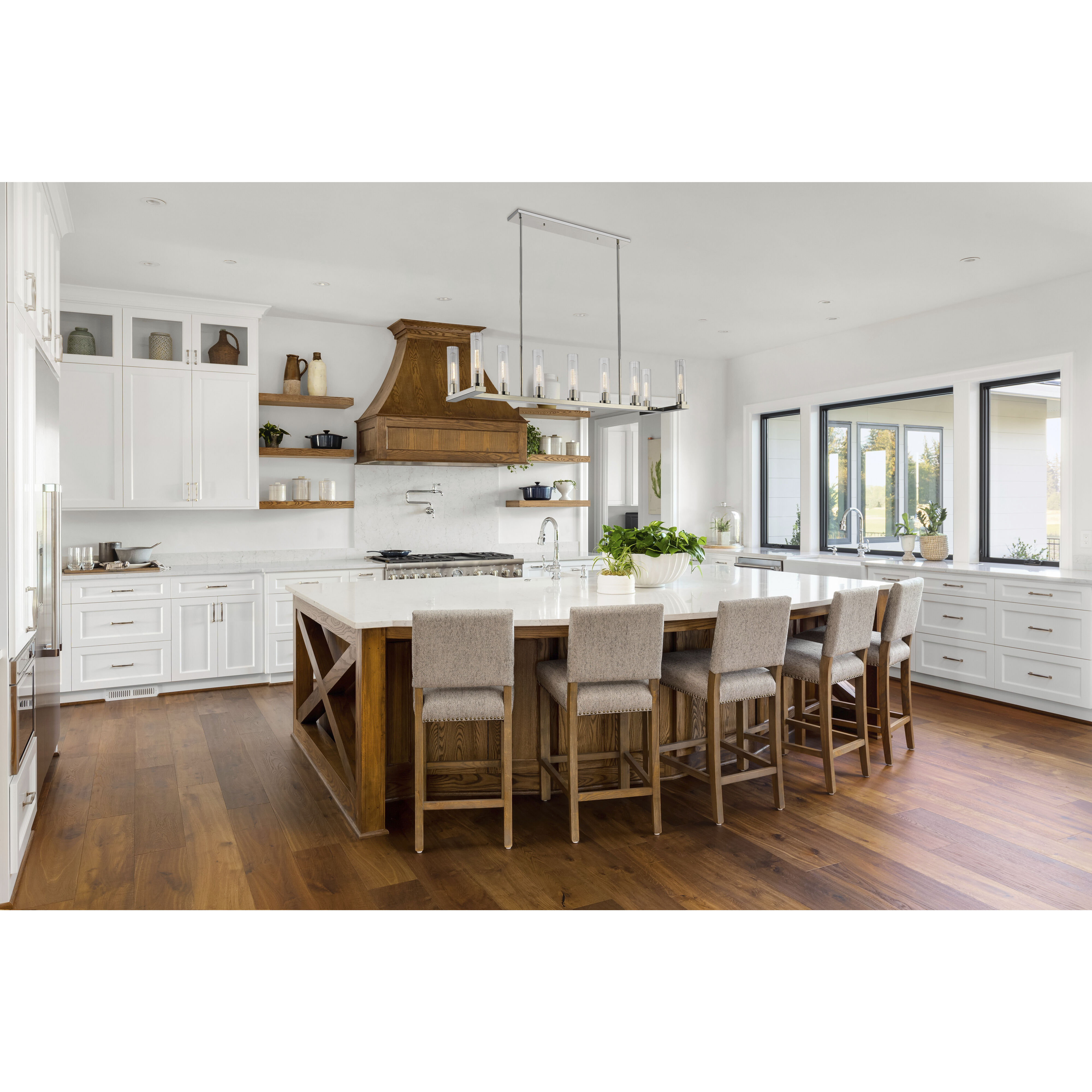 Beau 9 Light 56 inch Polished Nickel Linear Chandelier Ceiling Light