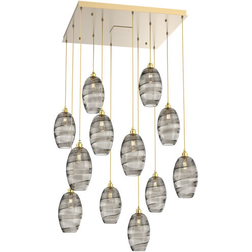 Ellisse 12 Light Gilded Brass Chandelier Ceiling Light, Square Multi-Port