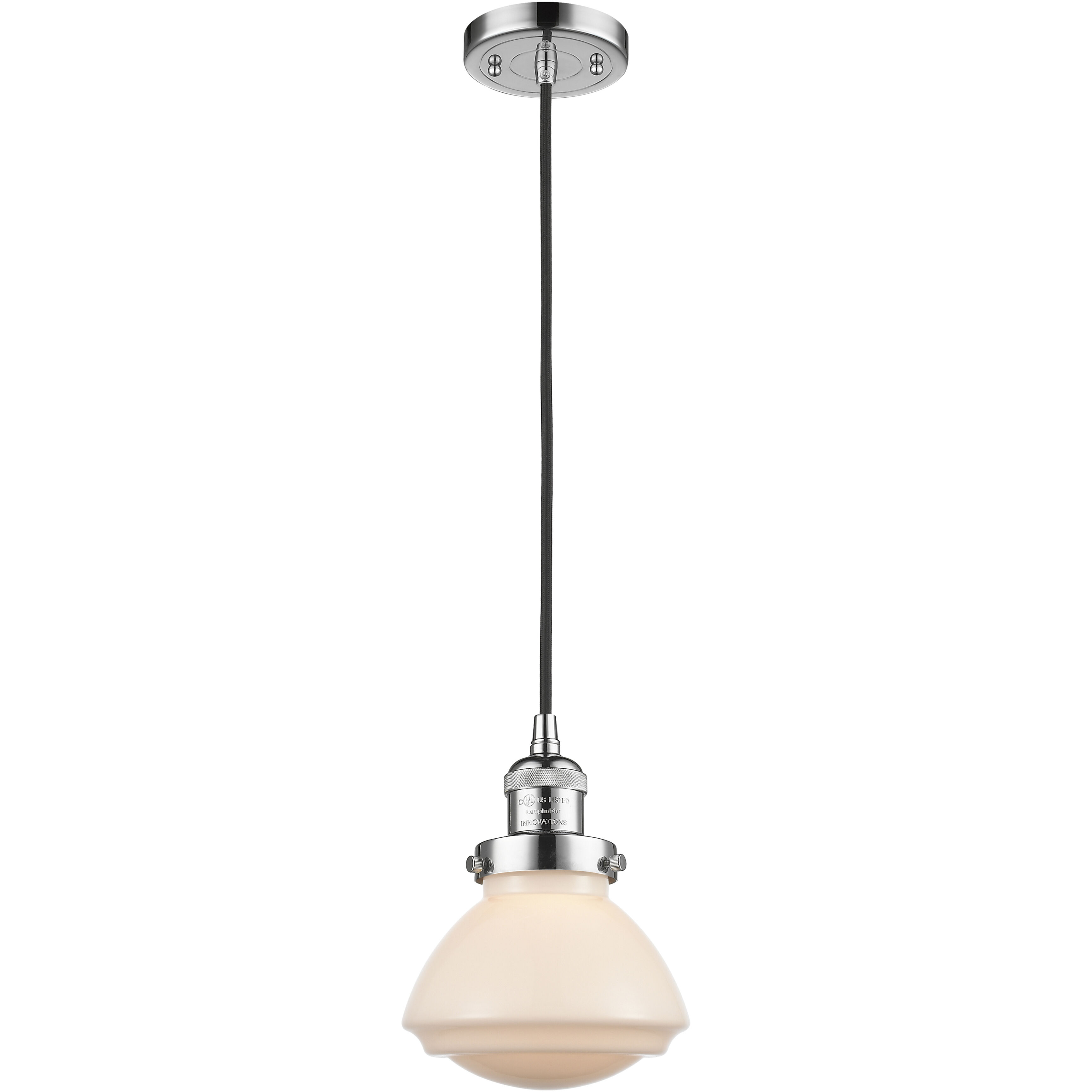Franklin Restoration Olean 1 Light 6.75 inch Polished Chrome Mini Pendant Ceiling Light in Incandescent, Matte White, Franklin Restoration