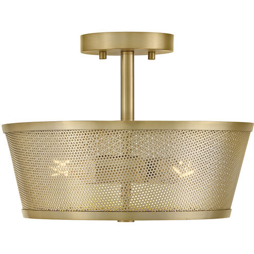 Cash 3 Light 13.75 inch Lacquered Brass Semi-Flush Mount Ceiling Light