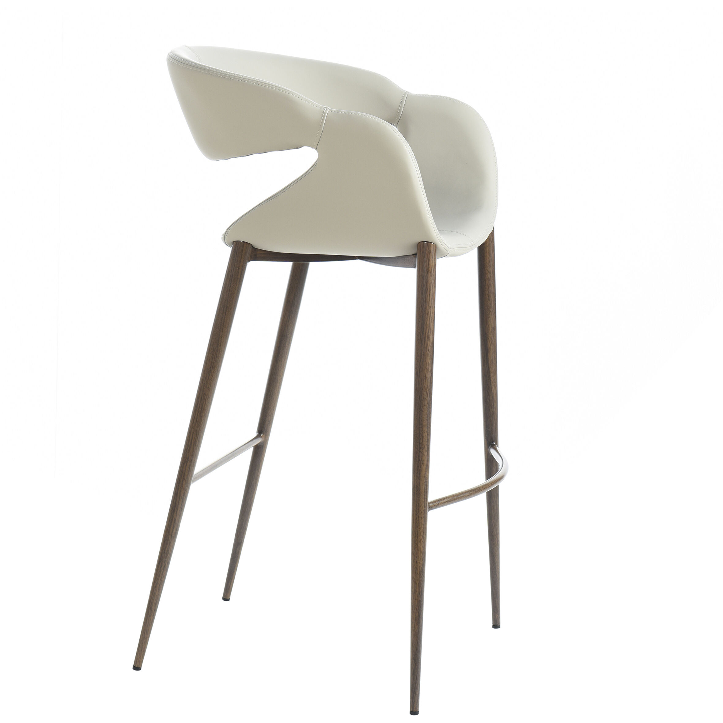 Luna 40.55 inch Light Gray and Walnut Bar Stool