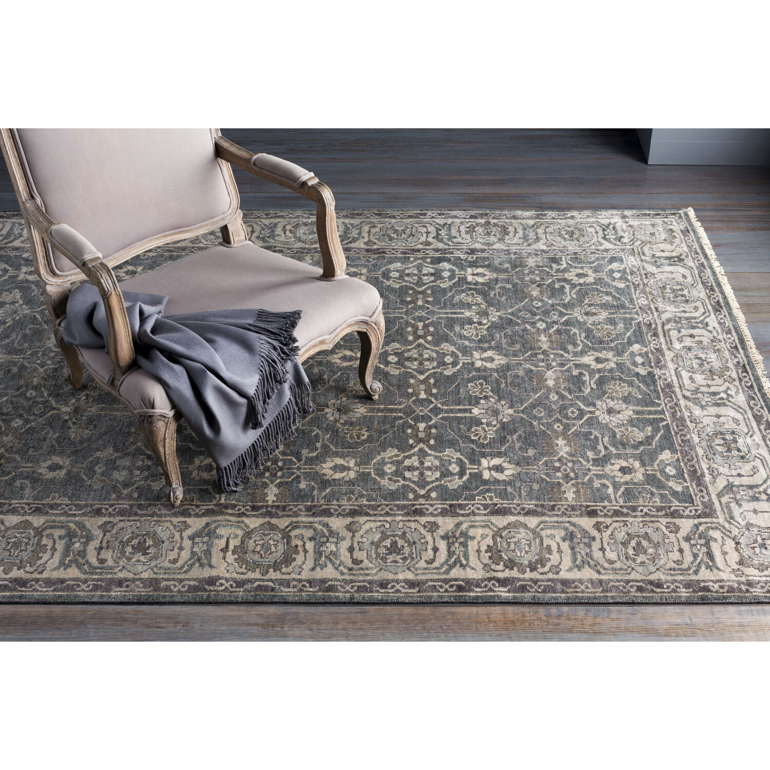 Theodora 108 X 72 inch Medium Gray Rug in 6 X 9, Rectangle