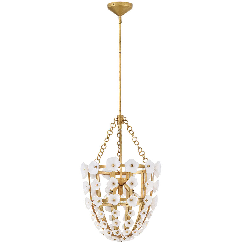 Azalea 3 Light 16.5 inch Distressed Brass Pendant Ceiling Light