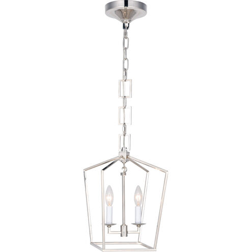 Denmark 2 Light 10 inch Polished Nickel Pendant Ceiling Light, Urban Classic