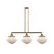 Franklin Restoration Large Oxford 3 Light 42 inch Brushed Brass Island Light Ceiling Light in Matte White Glass, Franklin Restoration