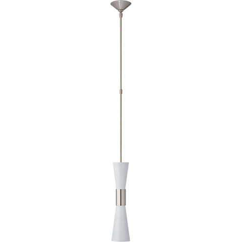 AERIN Clarkson 2 Light 4.75 inch Polished Nickel Narrow Pendant Ceiling Light in White, Polished Nickel and White, Medium