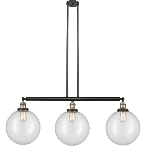 Franklin Restoration XX-Large Beacon 3 Light 44 inch Black Antique Brass Island Light Ceiling Light in Clear Glass, Franklin Restoration