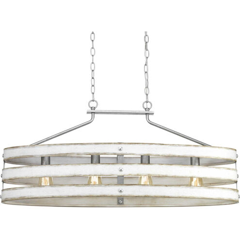 Camps Bay 4 Light 39 inch Galvanized Linear Chandelier Ceiling Light