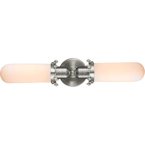Austere Centri 2 Light 22 inch Brushed Satin Nickel Bath Vanity Light Wall Light in Incandescent, Matte White Glass, Austere