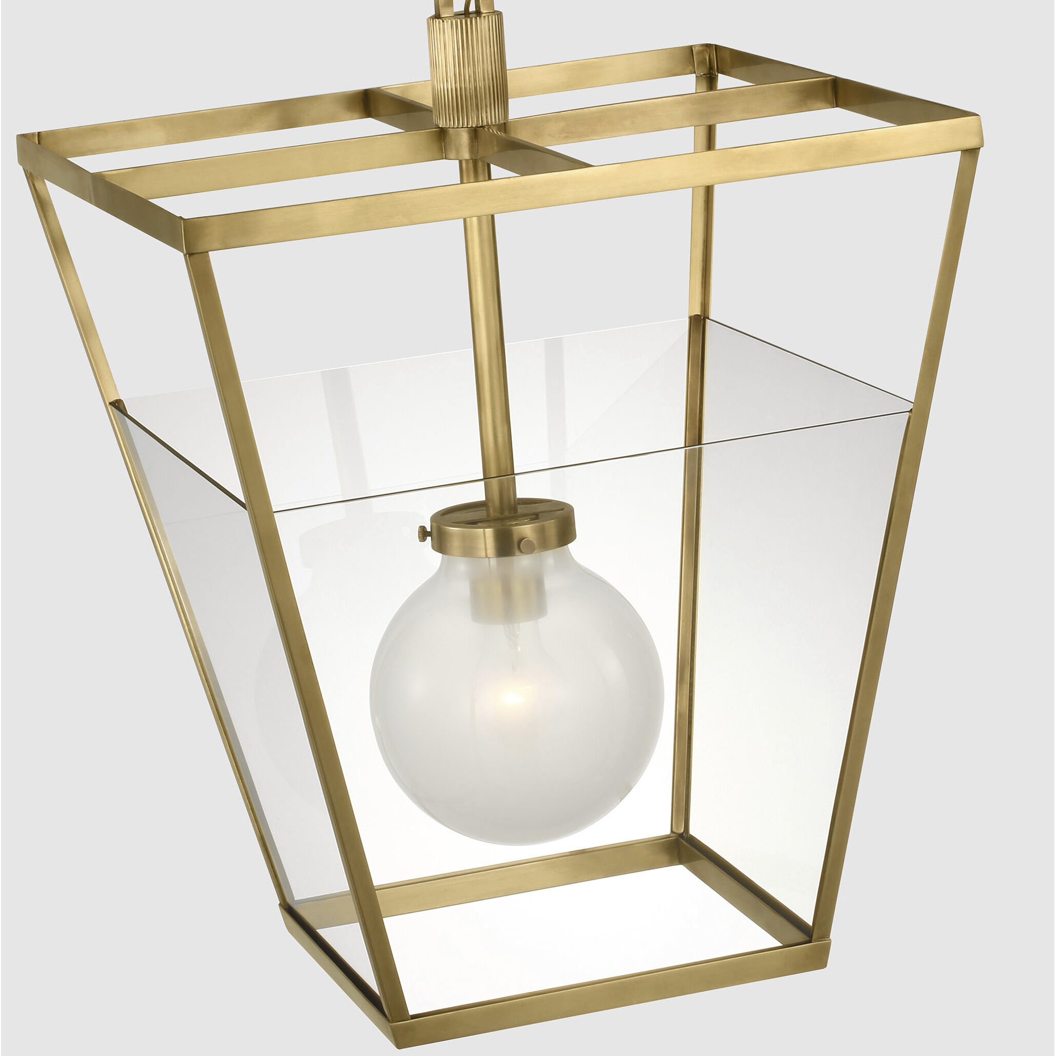Ray Booth Illume LED 18 inch Antique Brass Lantern Pendant Ceiling Light in Clear Glass
