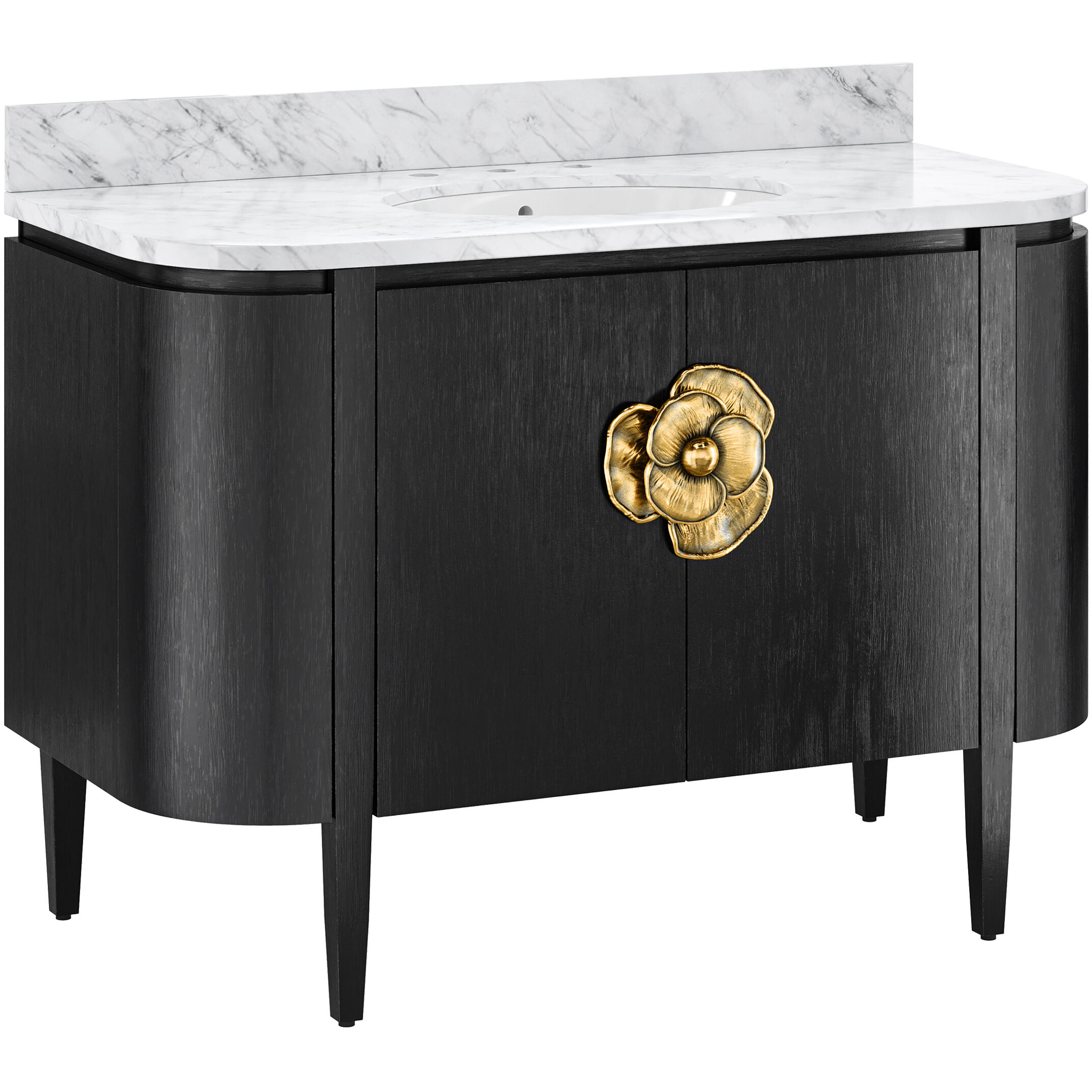 Briallen 48 X 34.25 inch Caviar Black/Natural/White/Light Antique Brass Vanity with Undermount Sink