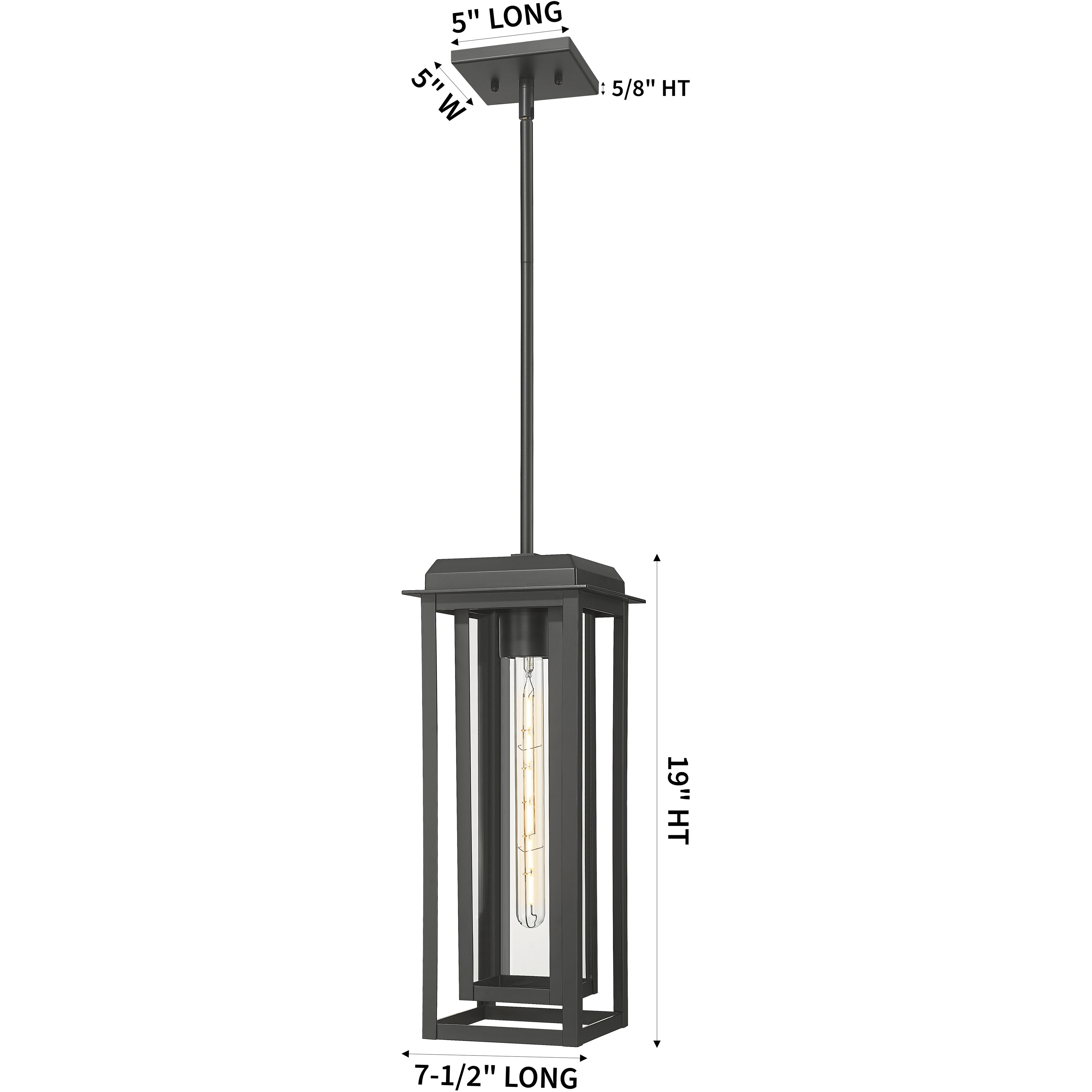 Mansfield 1 Light 7.5 inch Matte Black Outdoor Pendant in Clear Glass