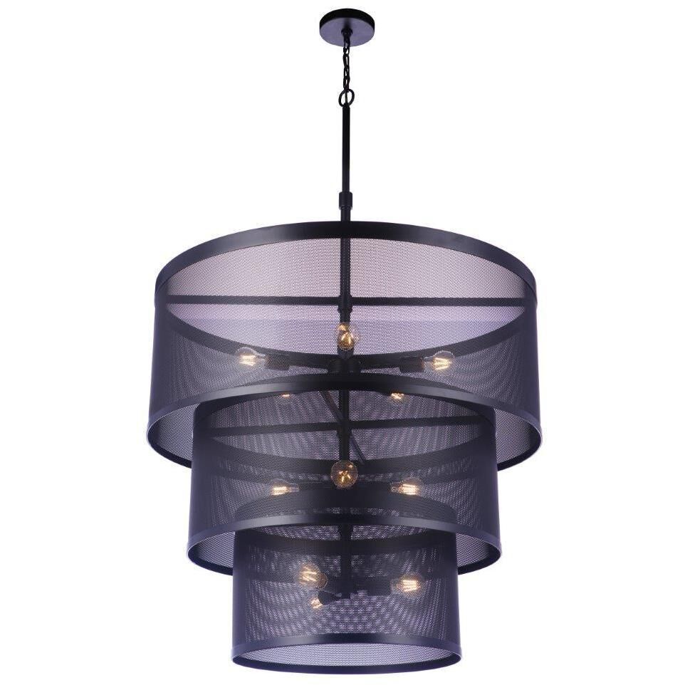 Mesh 12 Light 36 inch Flat Black Pendant Ceiling Light