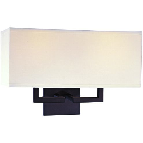 GK LED 17 inch Bronze ADA Wall Sconce Wall Light in Off White Fabric