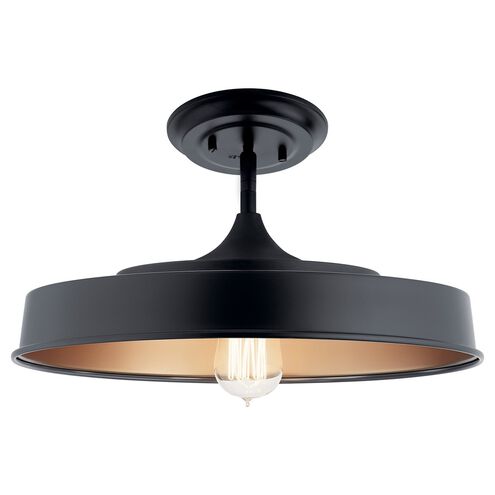 Elias 1 Light 16 inch Black Semi Flush Light Ceiling Light