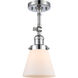 Franklin Restoration Small Cone LED 6 inch Polished Chrome Semi-Flush Mount Ceiling Light in Matte White Glass, Franklin Restoration