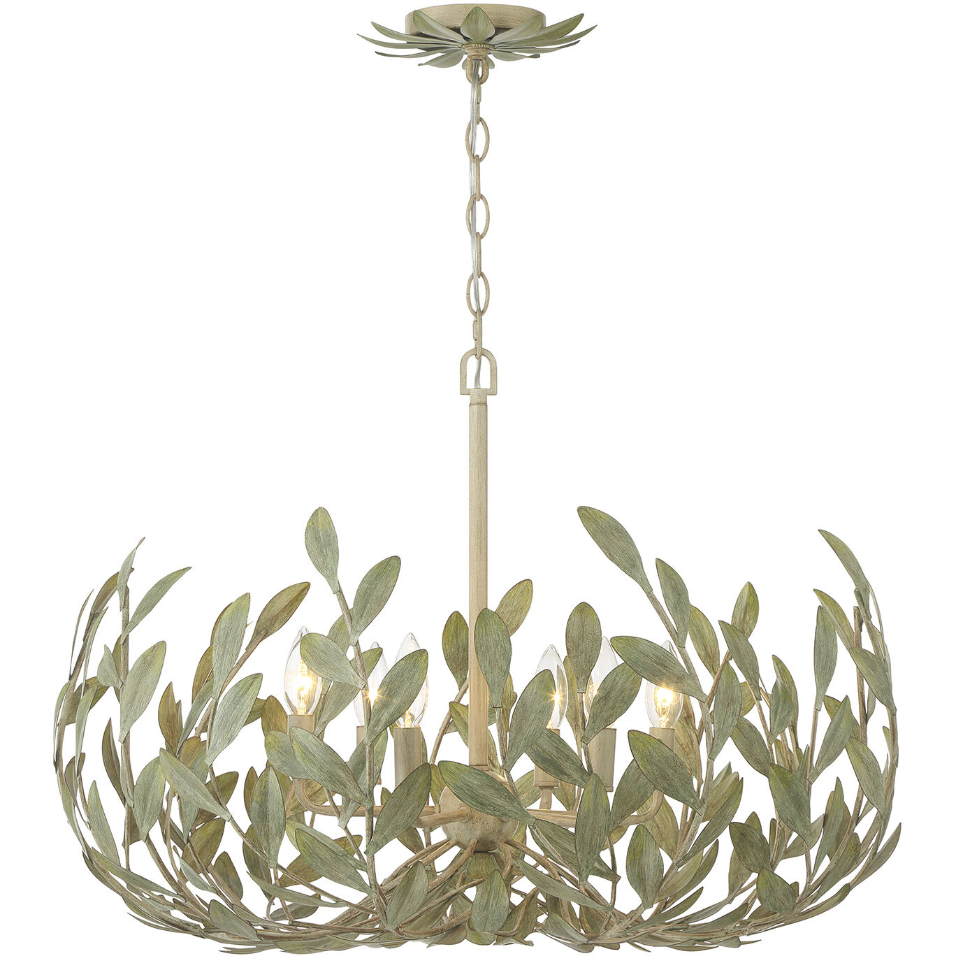 Broche 6 Light 27 inch Champagne Green Tea Chandelier Ceiling Light
