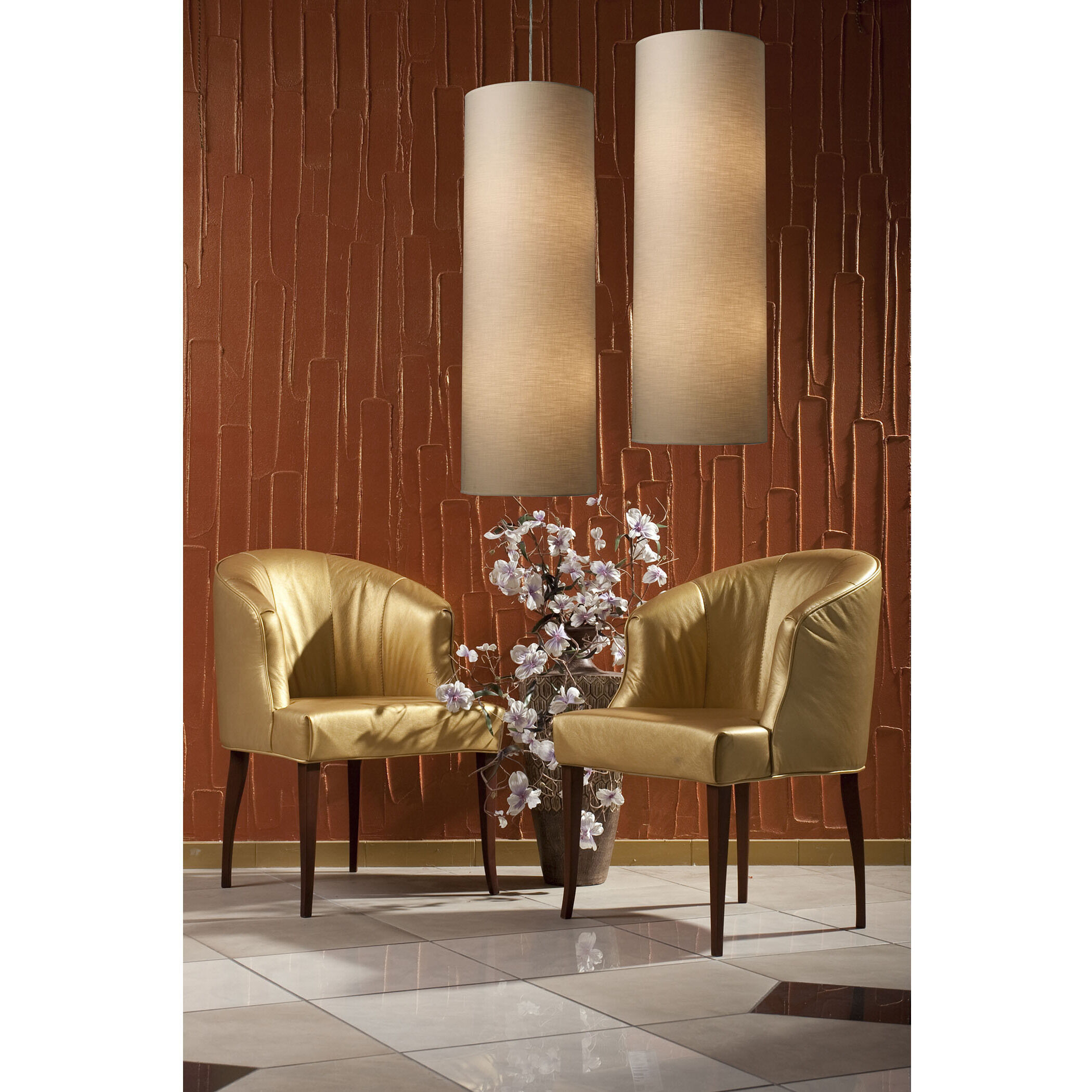 Fabric Cylinders 4 Light 12 inch Satin Nickel Pendant Ceiling Light