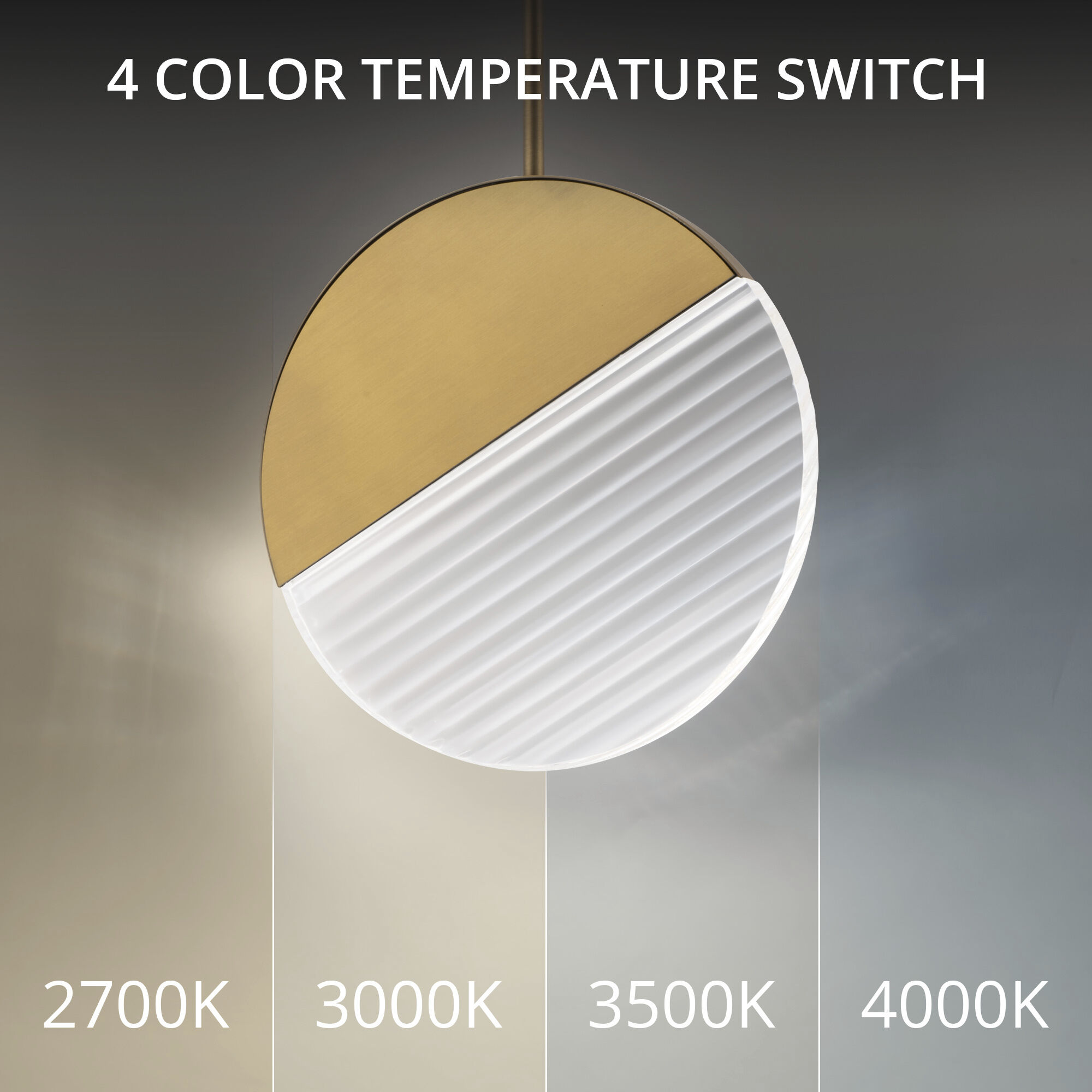 Crescent LED 10 inch Aged Brass Pendant Ceiling Light in 3500K, dweLED