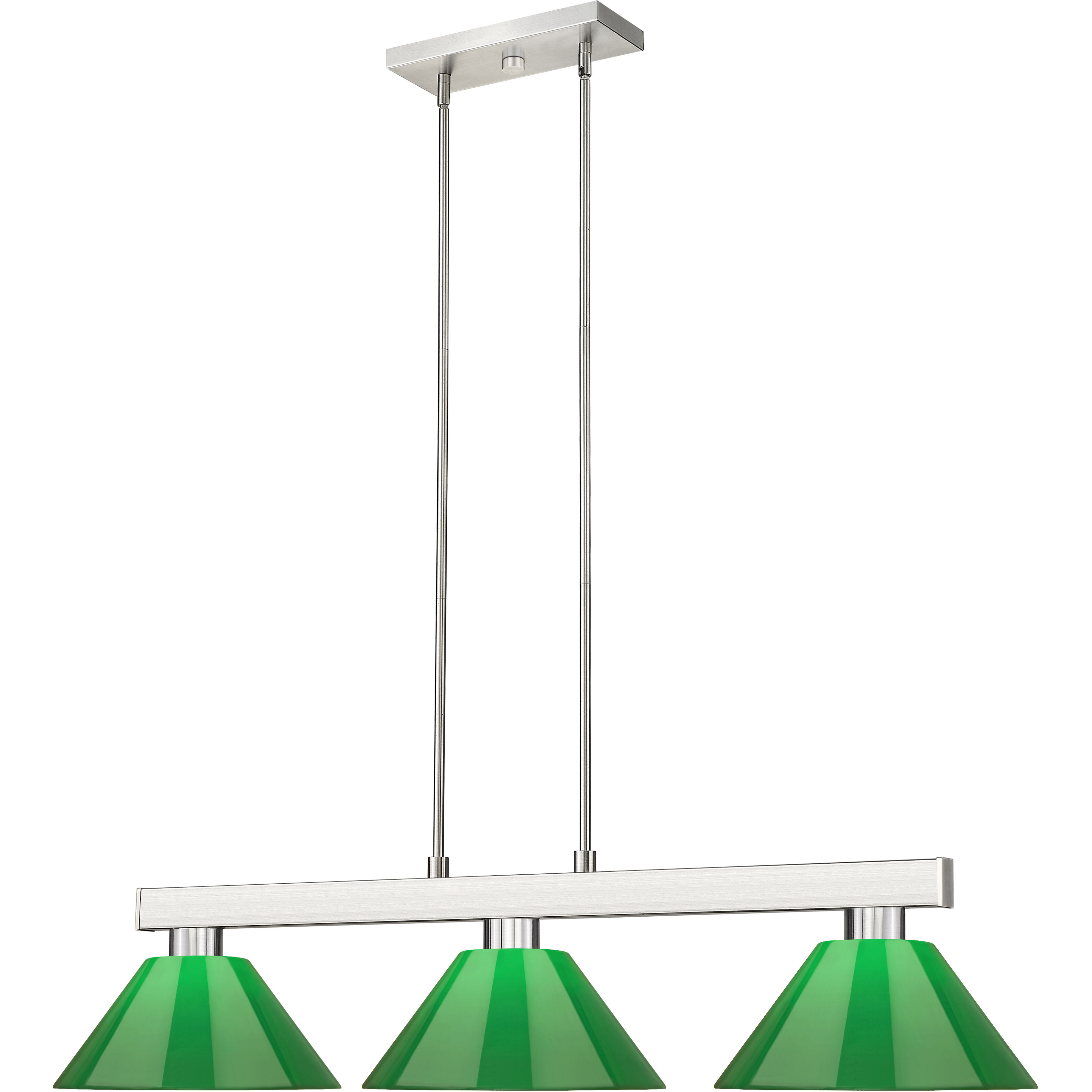Cobalt 3 Light 46 inch Brushed Nickel Billiard Ceiling Light in Green