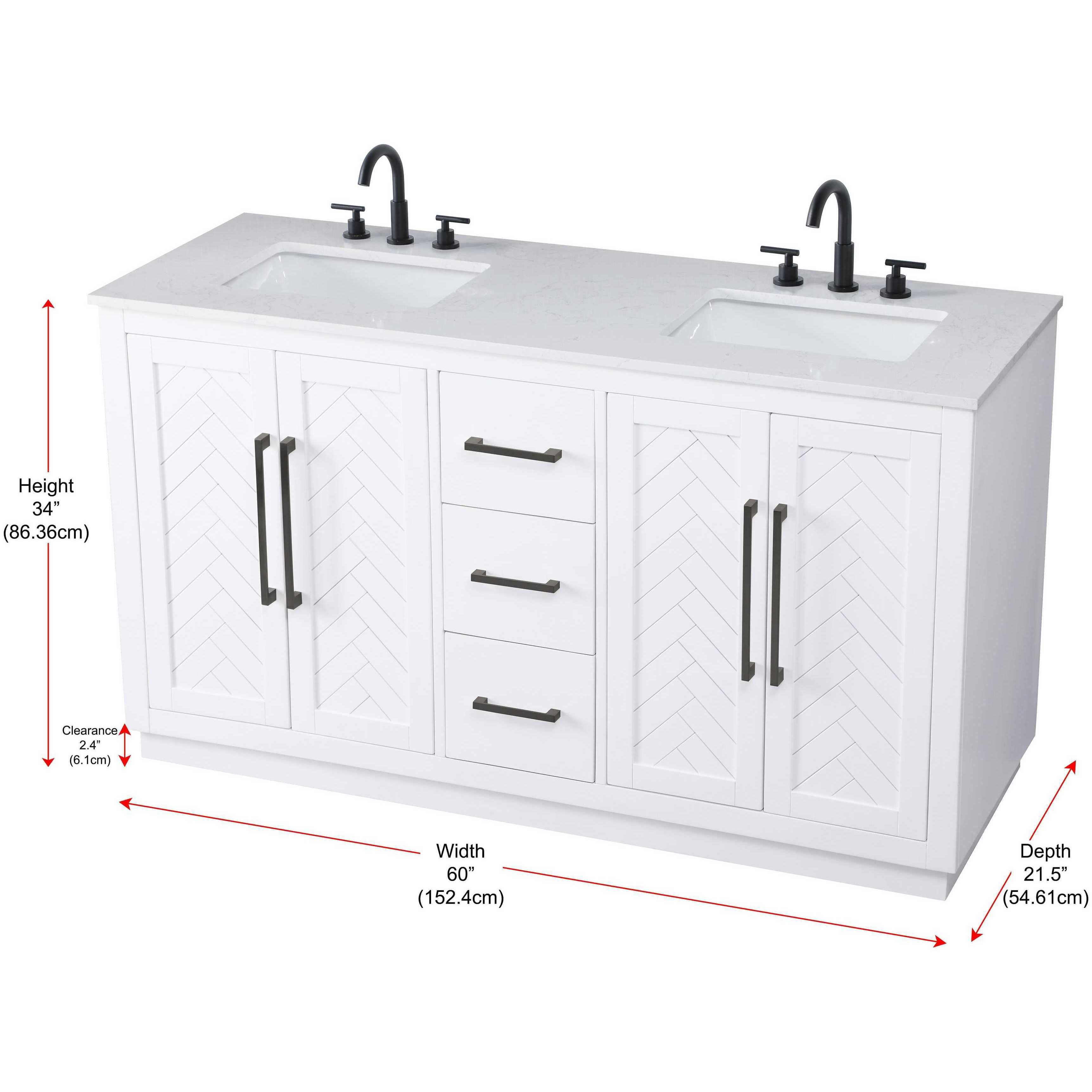 Chase 60 X 34 inch White Bathroom Vanity Cabinet