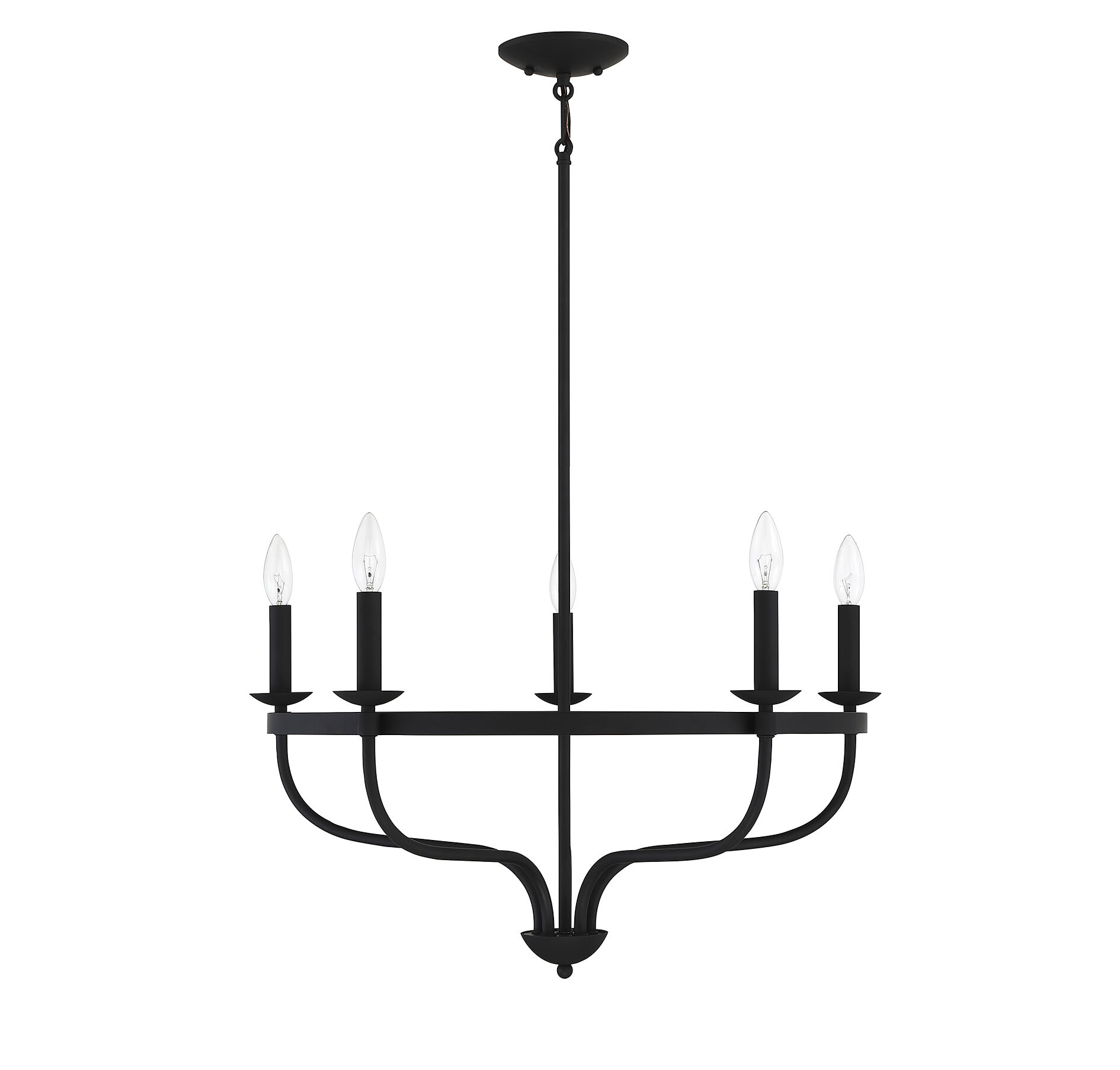 Transitional 5 Light 26.63 inch Matte Black Chandelier Ceiling Light
