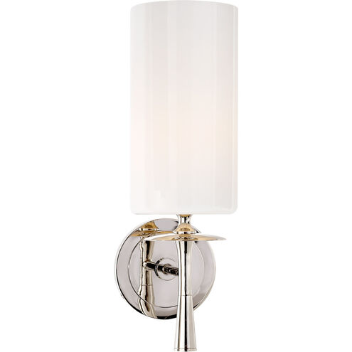 AERIN Drunmore 1 Light 4.5 inch Polished Nickel Single Bath Sconce Wall Light in White Glass